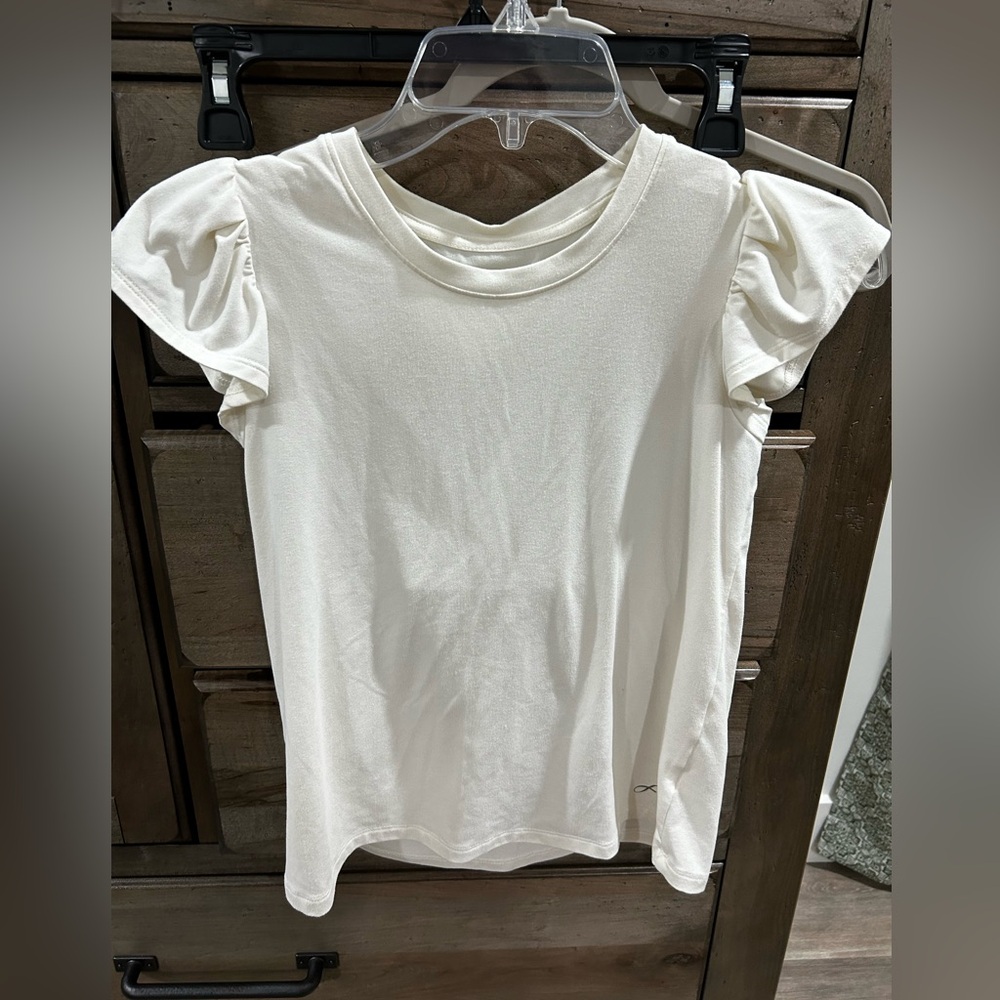Chic Cream Ruffle Sleeve Kids Top